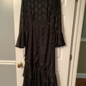 Ruffle long sleeve maxi dress fully lined